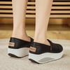 Women Platform Loafers Students Casual Black Leather Elevator Shoes Thick Sole Height Increase White Sneakers