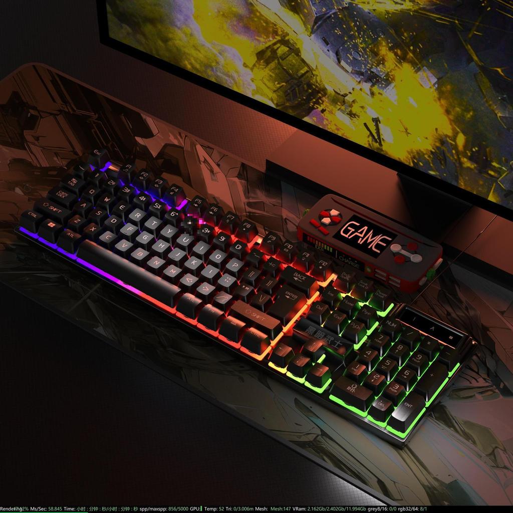 Backlit Wired Gaming Keyboard & Mouse Set with True Mechanical Feel and Suspended Keycaps