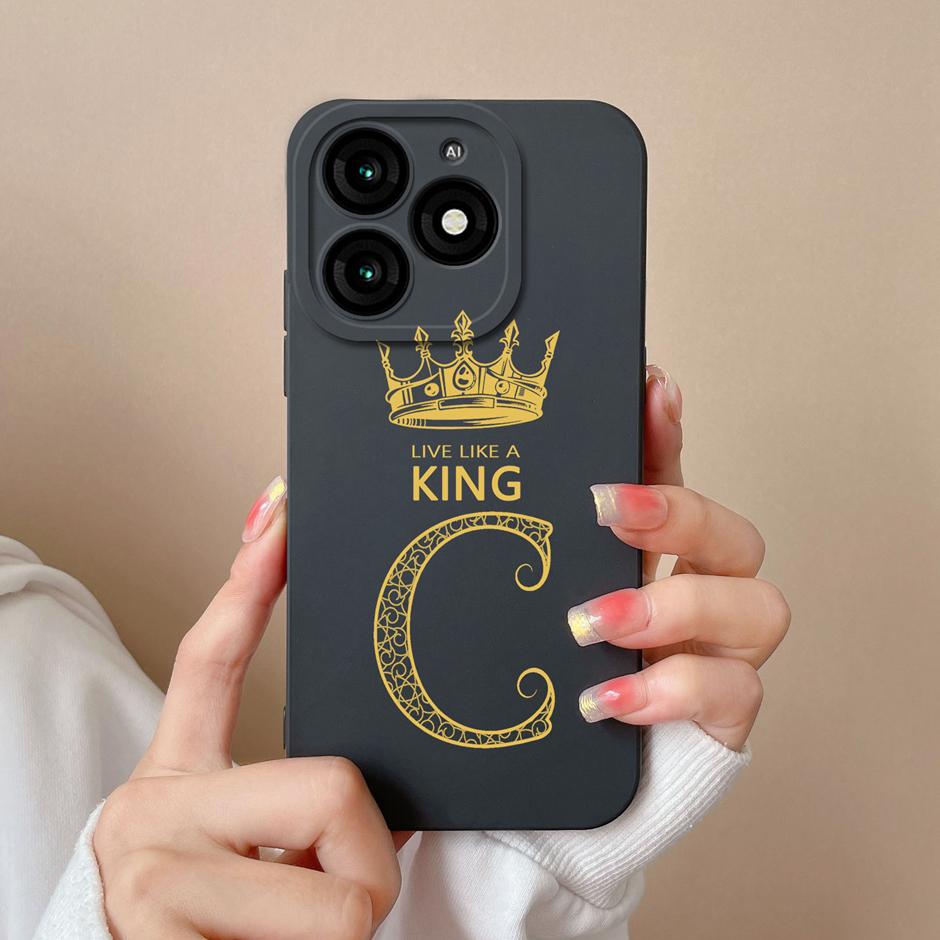 For Tecno Itel A70 Case Luxury Crown Letter Pattern Liquid Silicone Back Cover For ItelA70 A 70 New Design Advanced Sense Shell