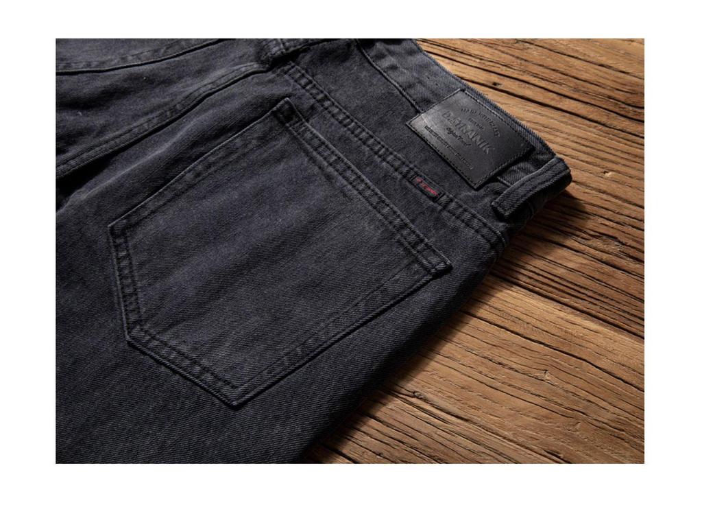 Męskie spodnie dżinsowe z prostą nogawką, ocieplane polarem w stylu retro na jesień/zimę