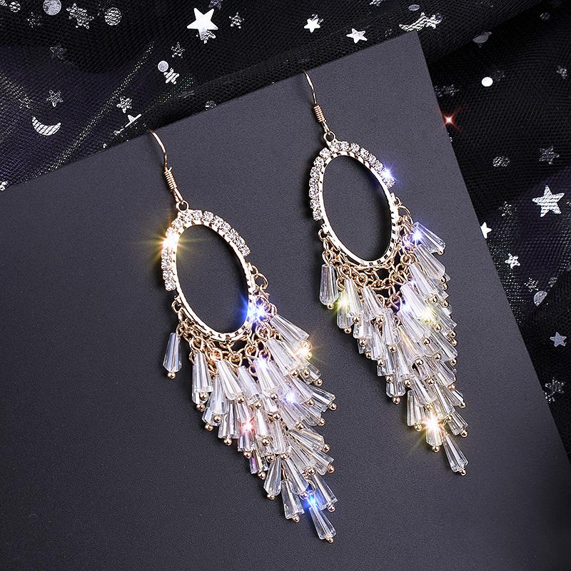 

Pavé CZ Diamond Crystal Dangle Серьги-капли, серьги с длинными кисточками золотого цвета, женские ювелирные украшения для нее