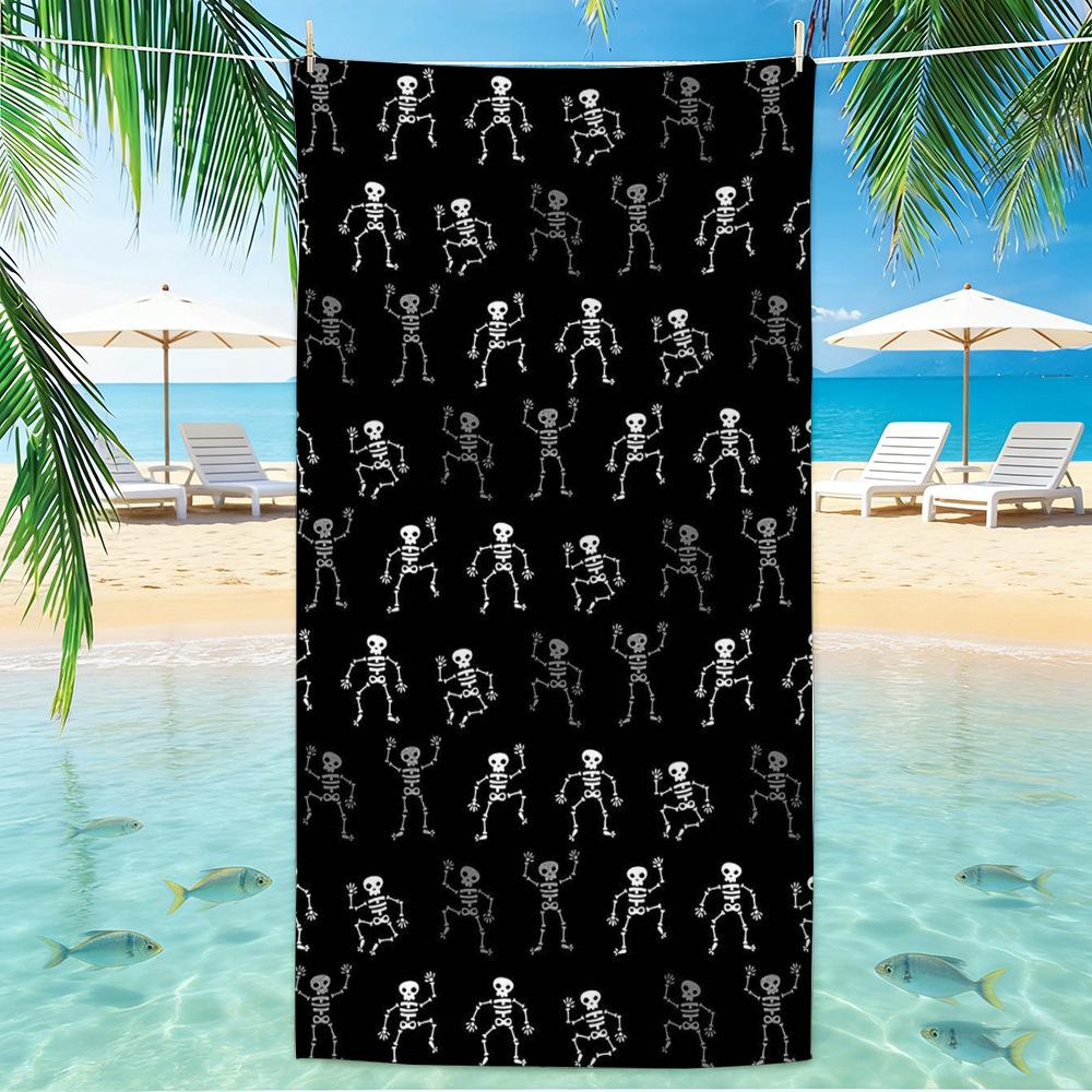 Skull Beach Towel Microfiber for Gym Travel Fitness Spa Women Girl Quick Dry Sandless Large Towels Bathroom Beach Towel