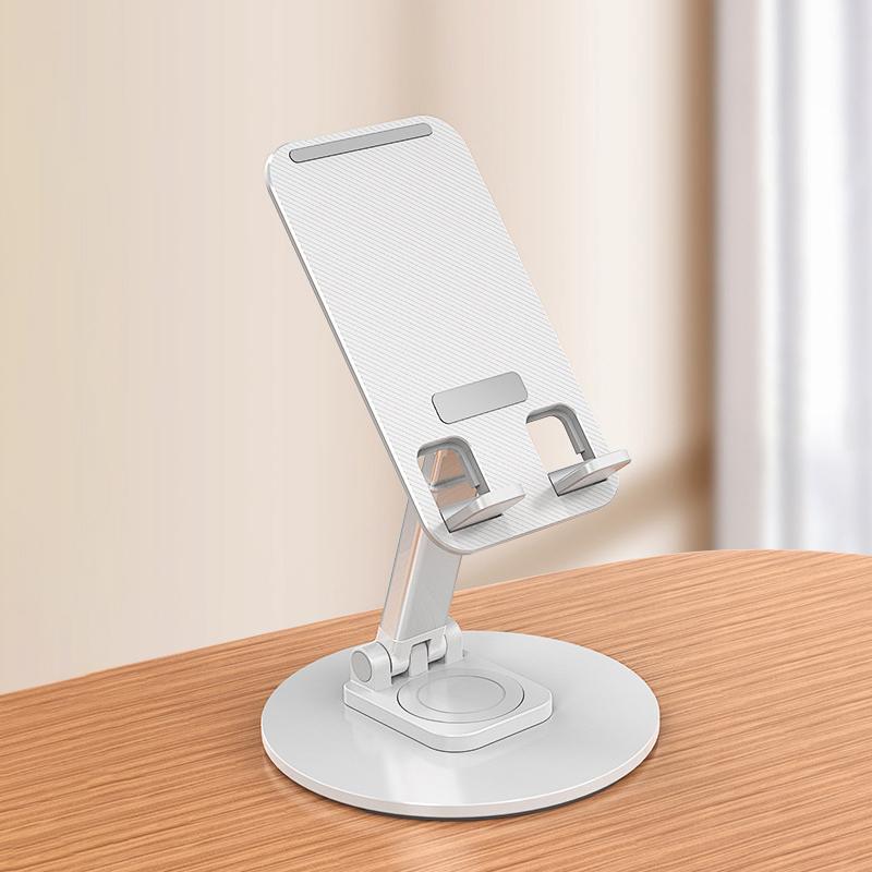 

Вращающийся на 360 ° настольный мобильный телефон планшетный компьютер кронштейн портативный лень может складываться регулировка для iPhone 15 Huawei Ipad белый