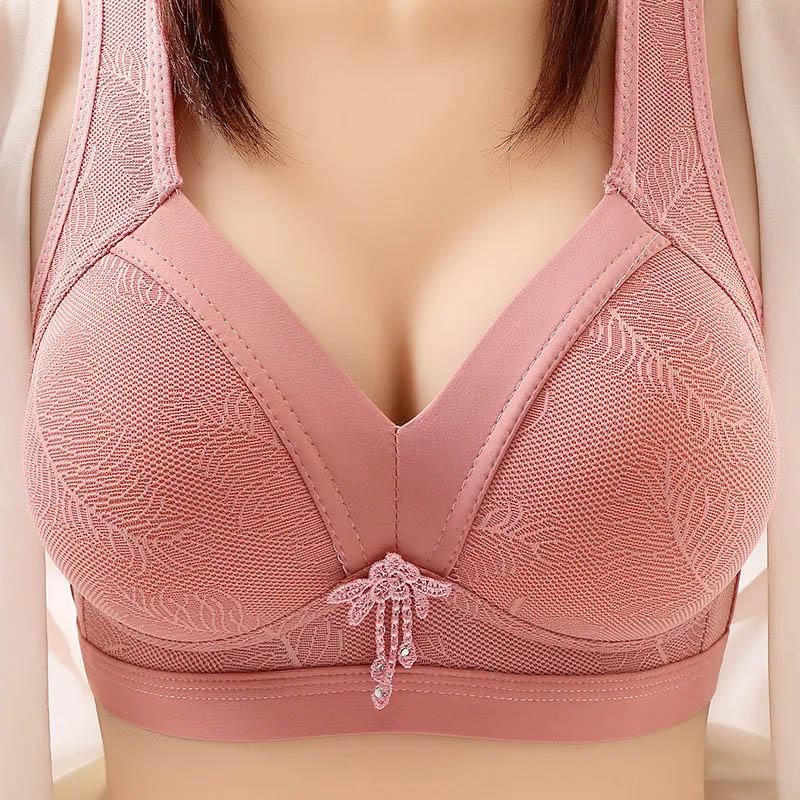 

Женский бюстгальтер большого размера, дышащий, непровисающий жилет, со сборками по бокам, без стальных колец, регулируемый бюстгальтер с боковой подтяжкой груди 38/85C кирпич красный