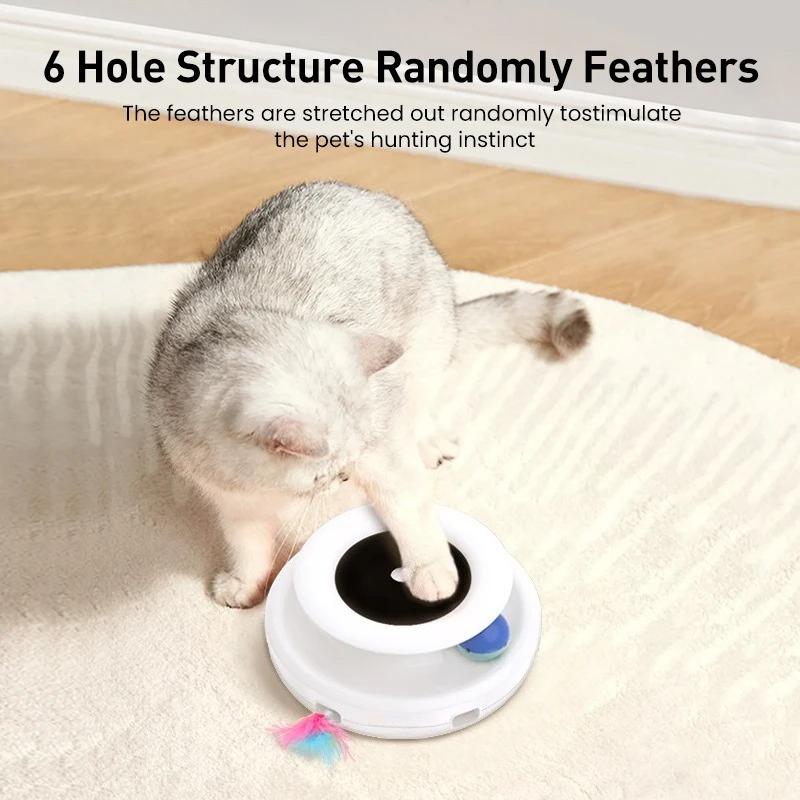 2 In 1 Smart Cat Automatic Feather Fun Ball Toy 5 Modes Electronic Interactive Pet Toys