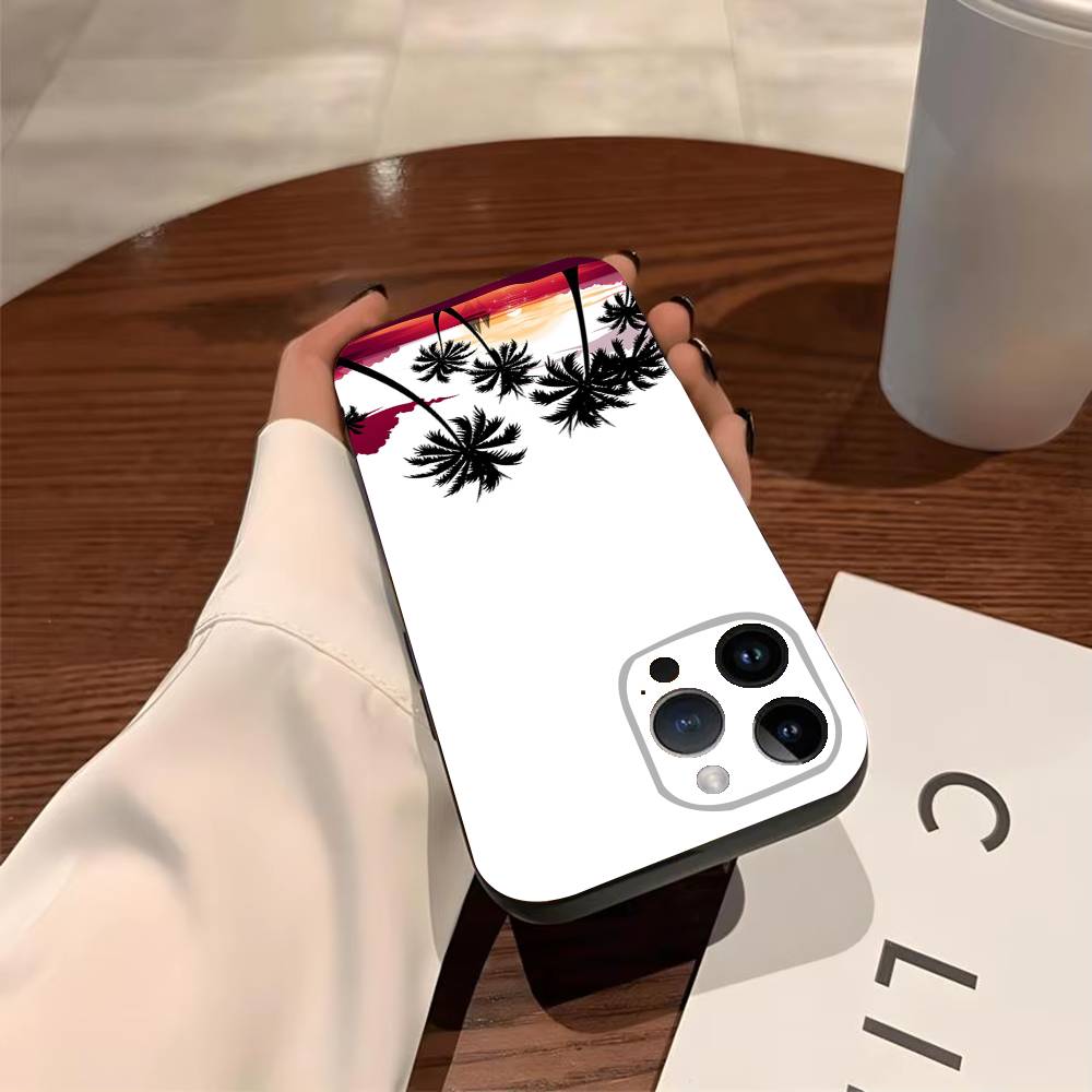 

Coconut Tree Phone Case For iPhone 17,16,15,14,13,12,11,Pro,X,XS,Max,Plus,Soft Black Cover iPhone12mini