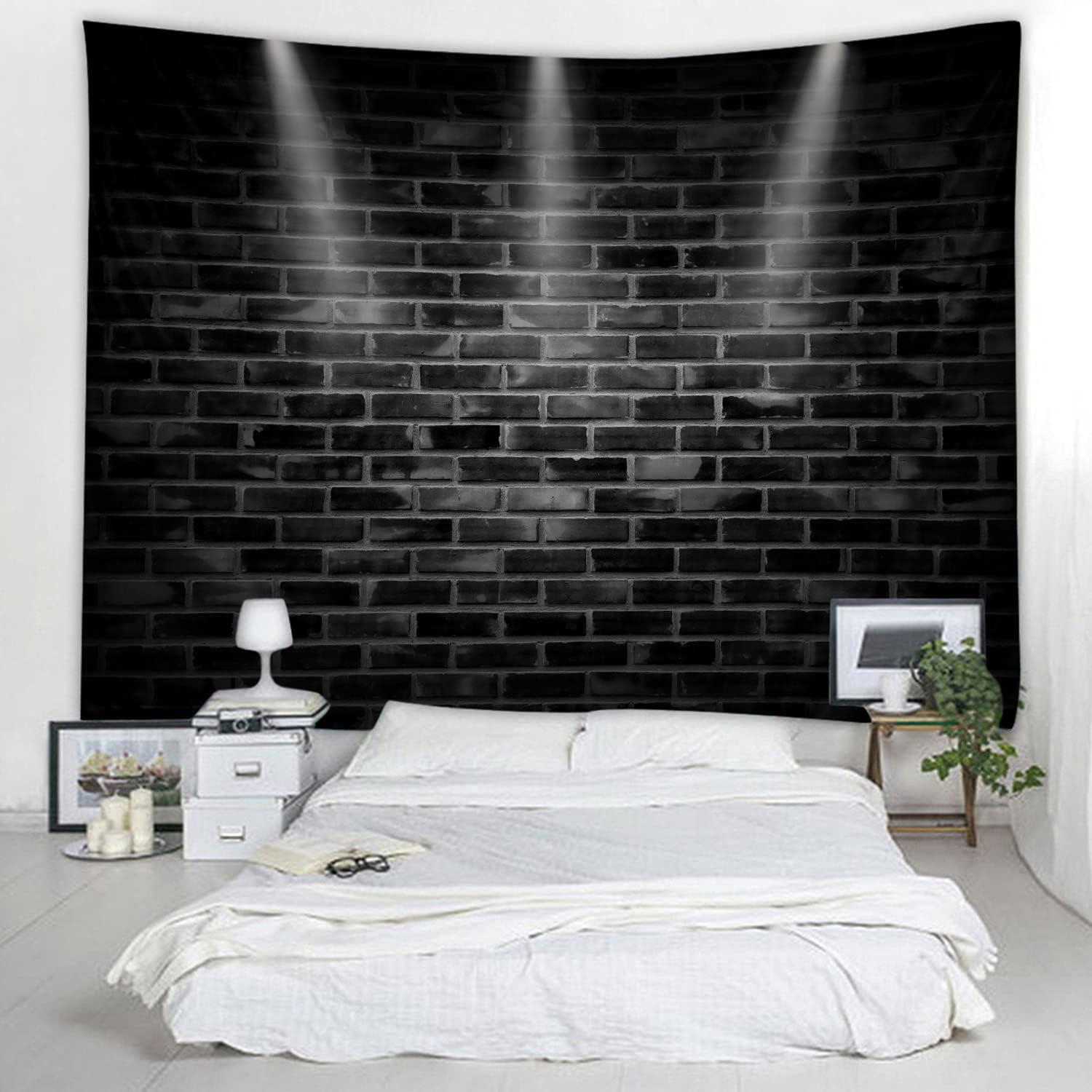 Black brick wall tapestry made of fabric 75x100