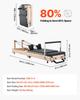 VEVOR Foldable Pilates Reformer, Wooden Pilates Workout Machine for Home Gym Studio Use, Pilates Bed with Dual Resistance- Spring & Cord