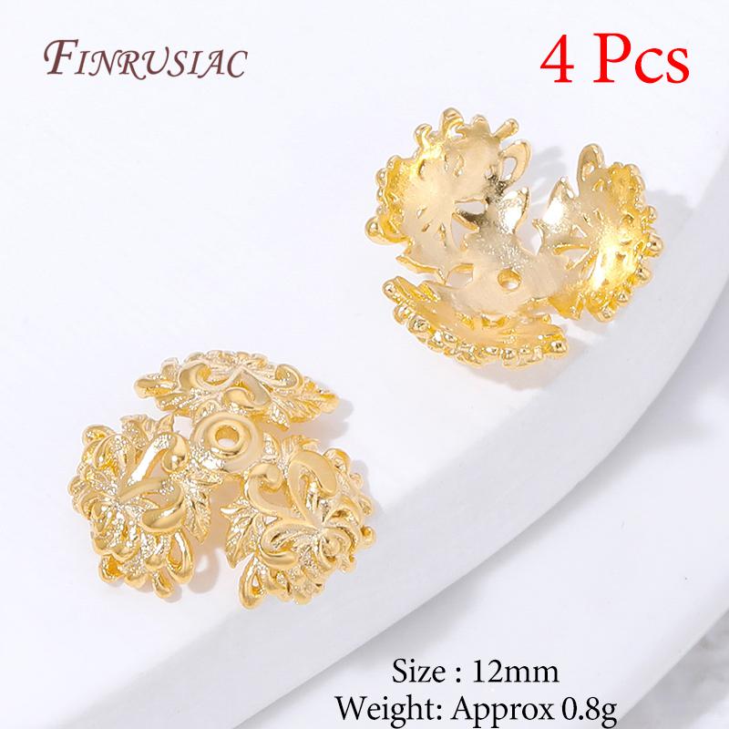 Multiple Styles 18K Gold Plated Beads Caps For Jewelry Making,Brass Flowers Caps For Bracelets DIY Accessories,Tassel End Cap