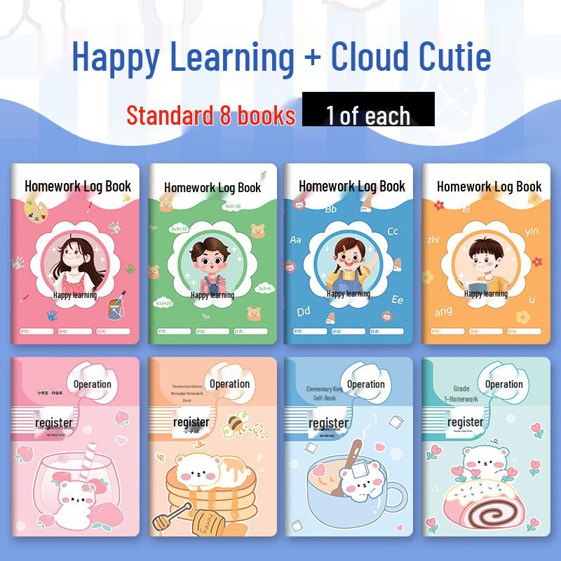 Elementary Homework Record Book: Cute Cartoon Design for Grades 1-5