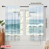 2pcs 2D flat printing Curtain Ocean Waves Bible Verse 100% Polyester Fabric Without Electricity All Season Party & Holiday Decor