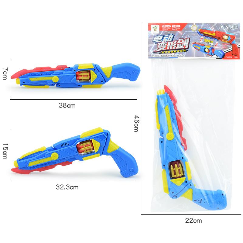 Children'S Electric Sound And Light Deformable Toys, Telescopic Vibration Flash Sword Plastic Models, Boys' Toys