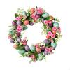 Hanging Easter Egg Wreath Artificial Flowers Spring for Front Door Festival