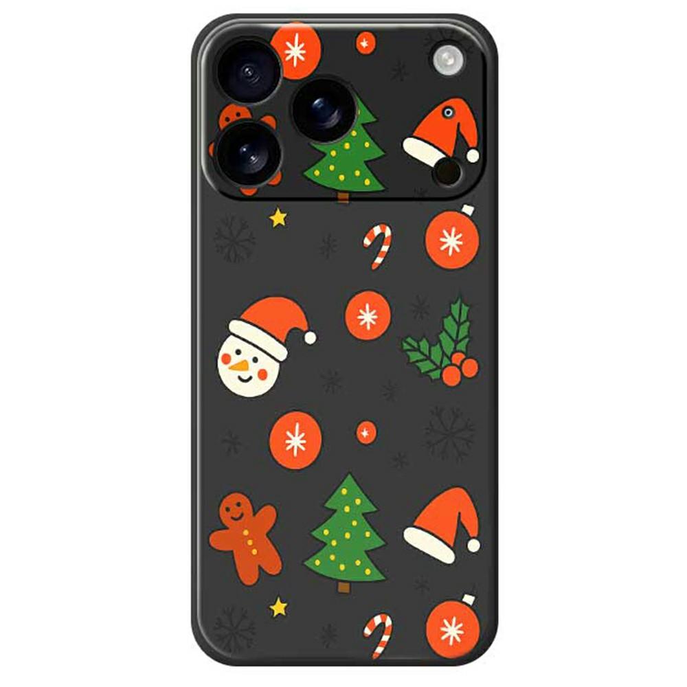

For iPhone 17 Pro Max Case Lovely Christmas Pattern Printing Straight Edge TPU Phone Back Cover Black
