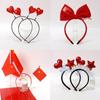 Five-Starred Red Flag Heart Bow Hairband for National Day Festival Performance