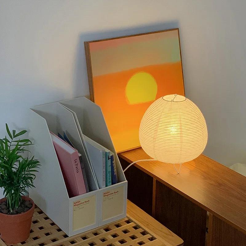 Japanese Style Lantern LED Table Lamp Living Room Bedroom Bedside Rice Paper Light Study Homestay Creative Room Decor Lighting