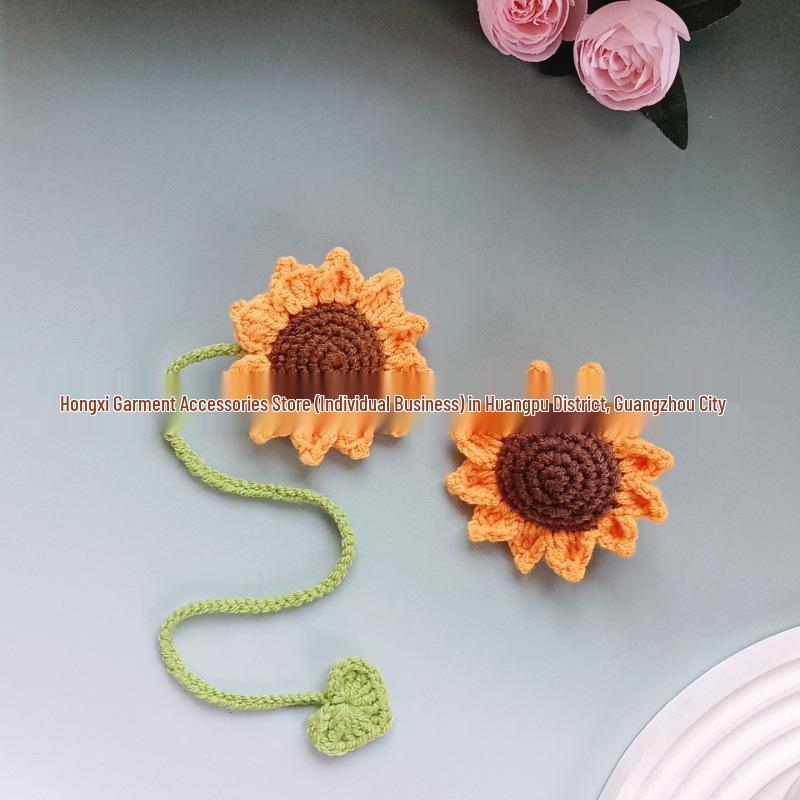 Hand-Crocheted Sunflower Pendant Bag Accessory & Brooch