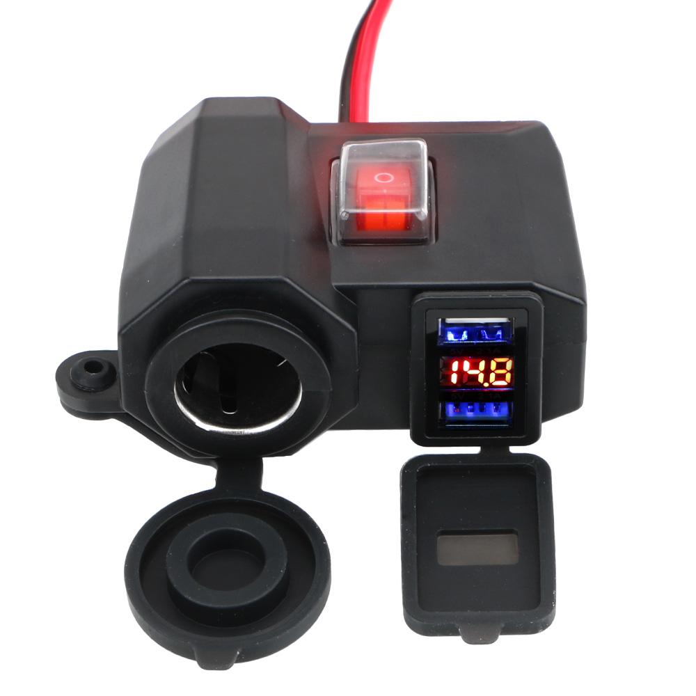 

Двойное зарядное устройство USB QC 3.0 порт прикуривателя для мобильного телефона мотоциклетный руль 5 В 2.1A адаптер питания аксессуары для мотоцикла