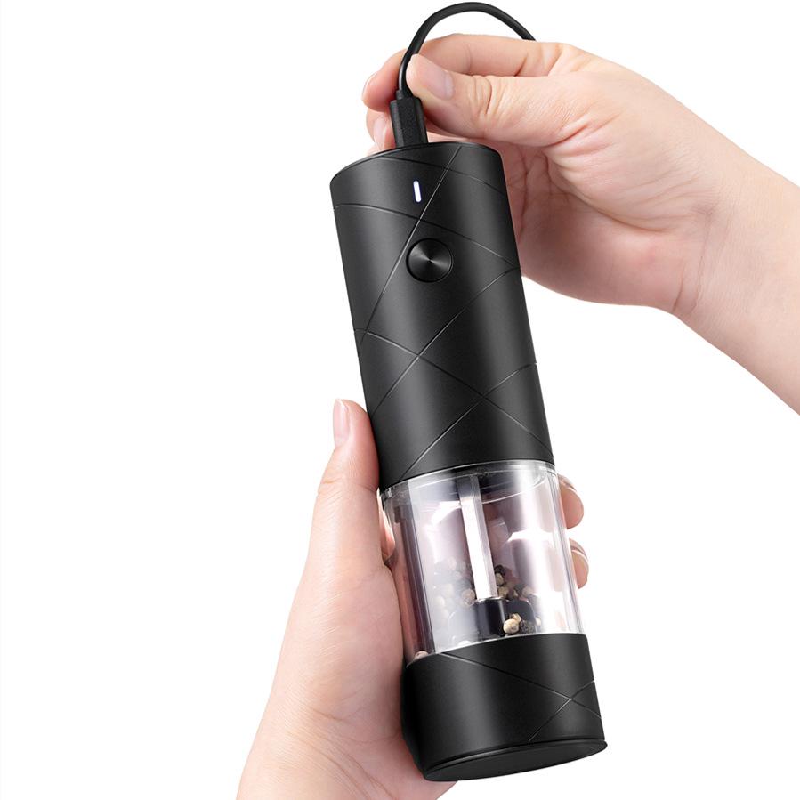USB Rechargeable Electric Pepper Grinder, Adjustable Coarseness, Kitchen Automatic Black Pepper and Sea Salt Mill.