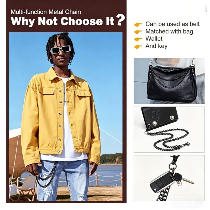 Waist Chain for Men Women Boy Girls Punk Wallet Keychain Belt Metal Jeans Pants Chain with Secure Clasp Accessories