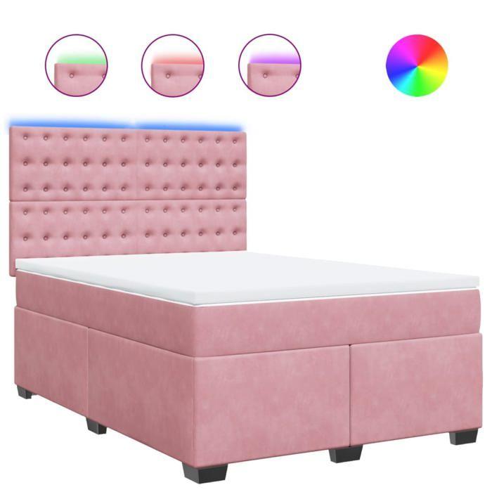 Maison Exclusive - Sommier à lattes de lit avec matelas Rose 140x190 cm Velours