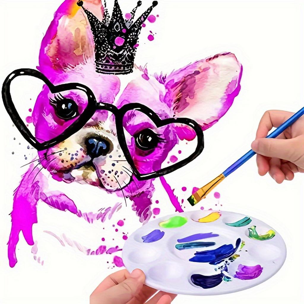 Tavolozza Rotonda a 10 Fori per Pittura Artistica Acquerello Gouache - Tavolozza Pittura Multicolore