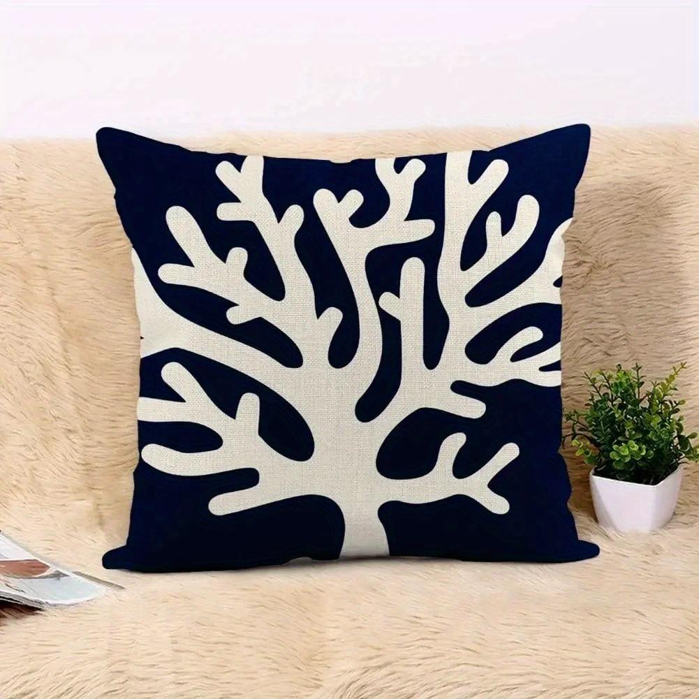 Home Decoration Coastal Navy Style Coral Lighthouse Starfish Anchor Shape Suitable For Sofa, Bedroom, Car, Pillow Cover