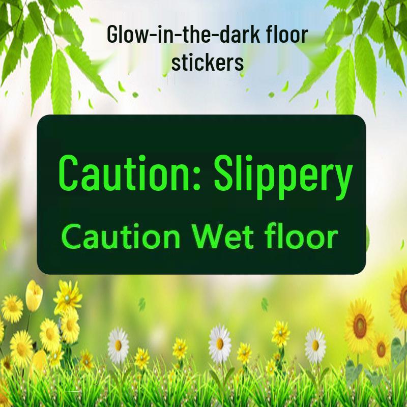 Safety Exit PVC Luminous Floor Sticker - Caution Slippery Steps & Fire Sign
