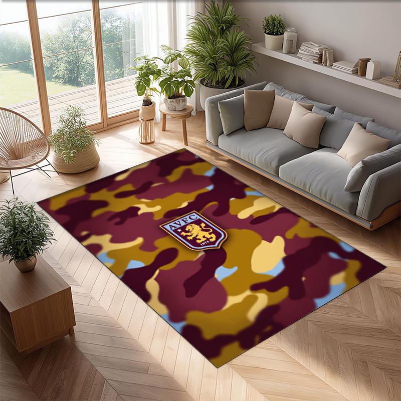 Tappeto in Velluto di Cristallo con Stampa Calcio Aston Villa, Comodo Assorbente d'Acqua Antiscivolo Tappeto per Pavimenti Interni