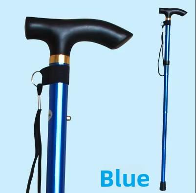 Elderly Trekking Pole Lightweight Foldable Aluminum Alloy Adjustable Length 4-Section Climbing Walking Hiking Travel Plastic