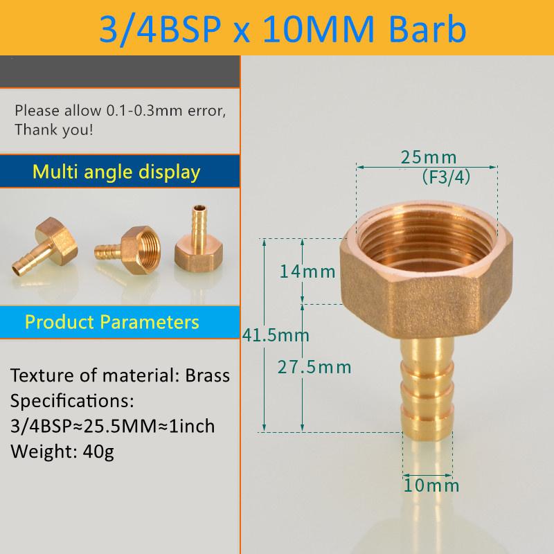 

Пагода-соединитель 6, 8, 10, 12, 14, 16, 19-миллиметровый штуцер для шланга, резьба для шланга 3/4 BSP, латунные водопроводные фитинги с наружной резьбой PC