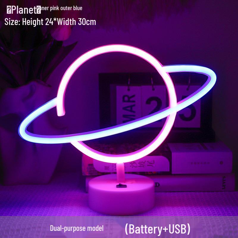 Korean Style Flamingo LED Neon Night Light - Decorative Christmas Fairy Accent with Round Base