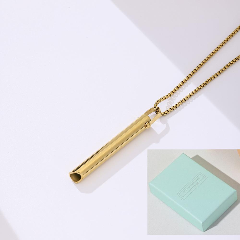 Stainless Steel Anxiety Breathe Easy Necklace Mindfulness Breathing Necklace Breathlace for Natural Calm & Stress Relief Box