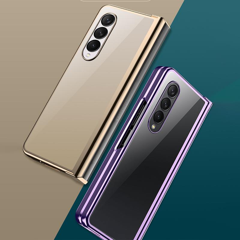 Hinge Full Protect Capa For Samsung Galaxy Z Fold 4 5g Case Ultra Thin Plating Transparent Shockproof Cover For Samsung Z Fold4