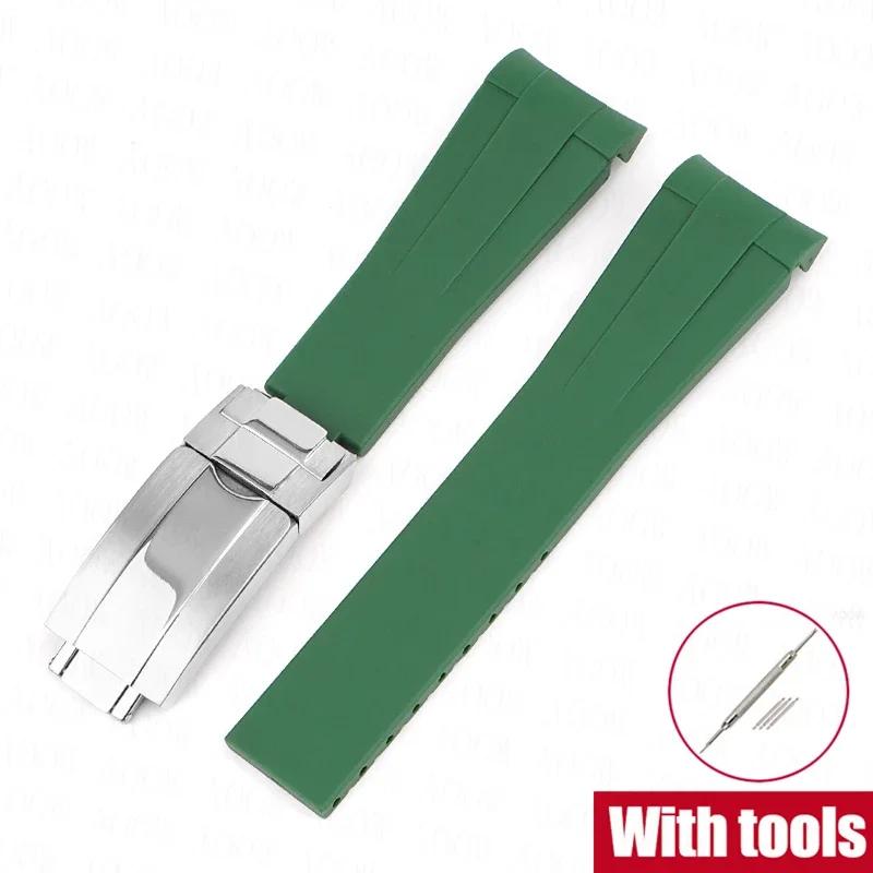 20mm Rubber Strap for Rolex GMT Daytona Submariner Waterproof TPU Curved End Replace Watch Band for Omega X Swatch MoonSwatch