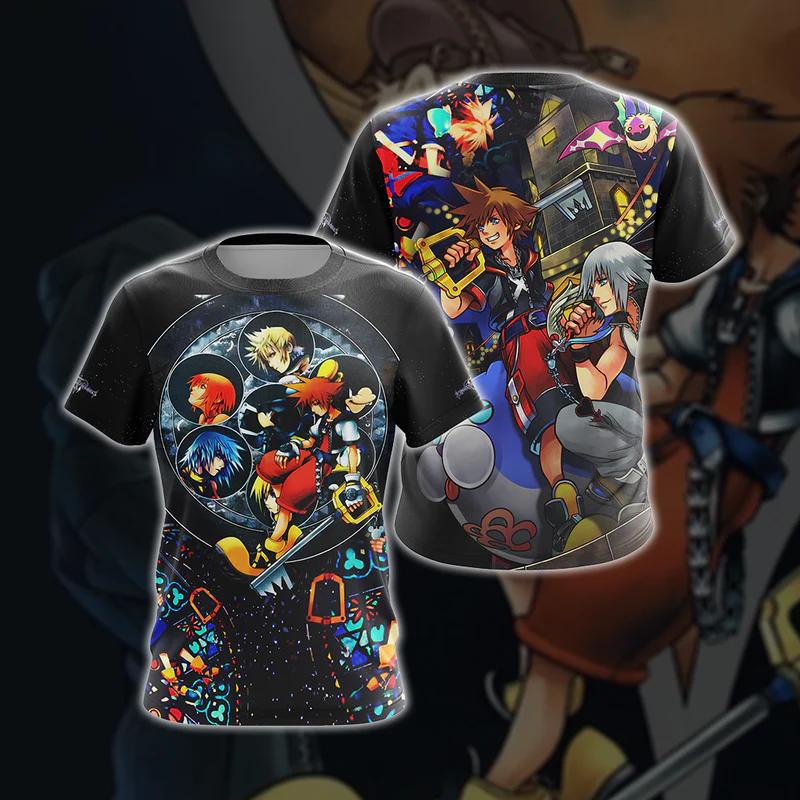 Anime Gra Kingdom Hearts Koszulki Cosplay Nadruk 3D Unisex Koszulka Męska Damska Krótki Rękaw Harajuku Oversize Męski Top z Postaciami z Kreskówek