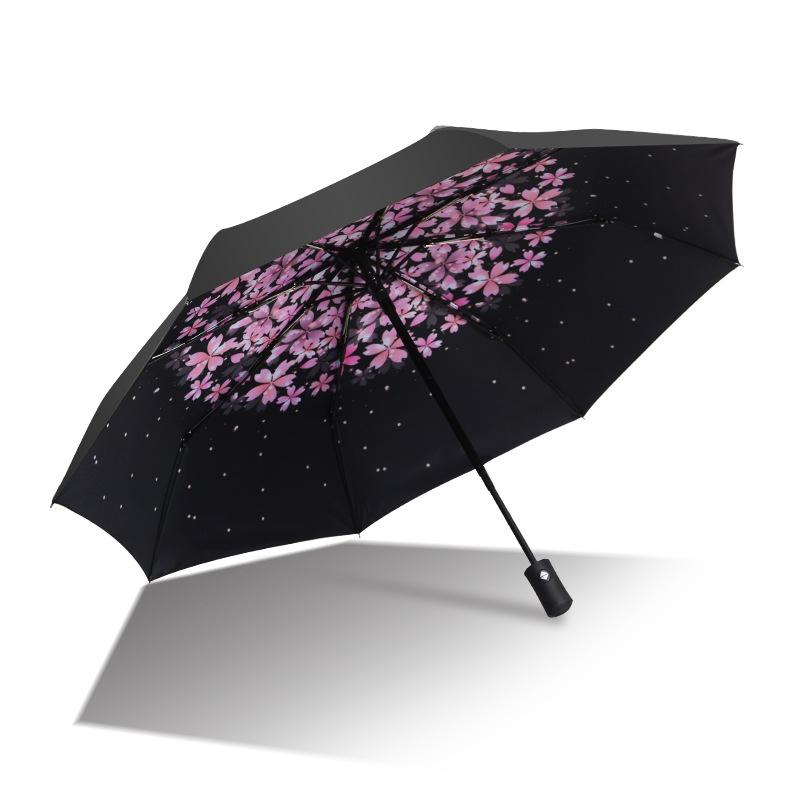 Tri-fold automatic sun umbrella vinyl weather and rain anti-ultraviolet parasol women's sunscreen umbrella