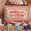 Vintage Sardinen Muster Kosmetiktasche mit Reißverschluss Leichter Reise-Kosmetik-Organizer für Frauen Langlebige Aufbewahrungstasche Münztasche