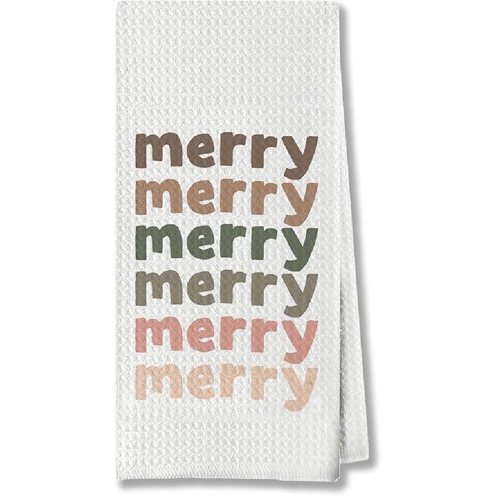 Christmas Lights Bow Kitchen Hand Towels for Bathroom, Holiday Dish Tea Towels, Christmas Decor, 16x24 Inch