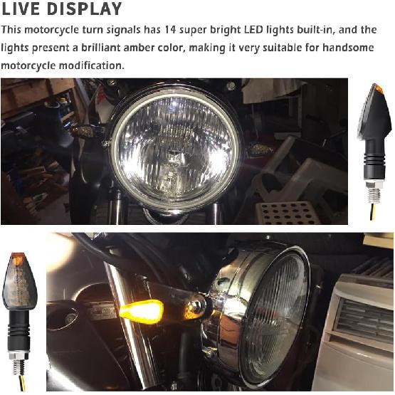 4PCS Motorcycle Turn Signals,12V 14LED Motorcycle Lights Turn Signal Assembly With Bright Amber Lamp,Universal Front/Rear Motorcycle LED Lights