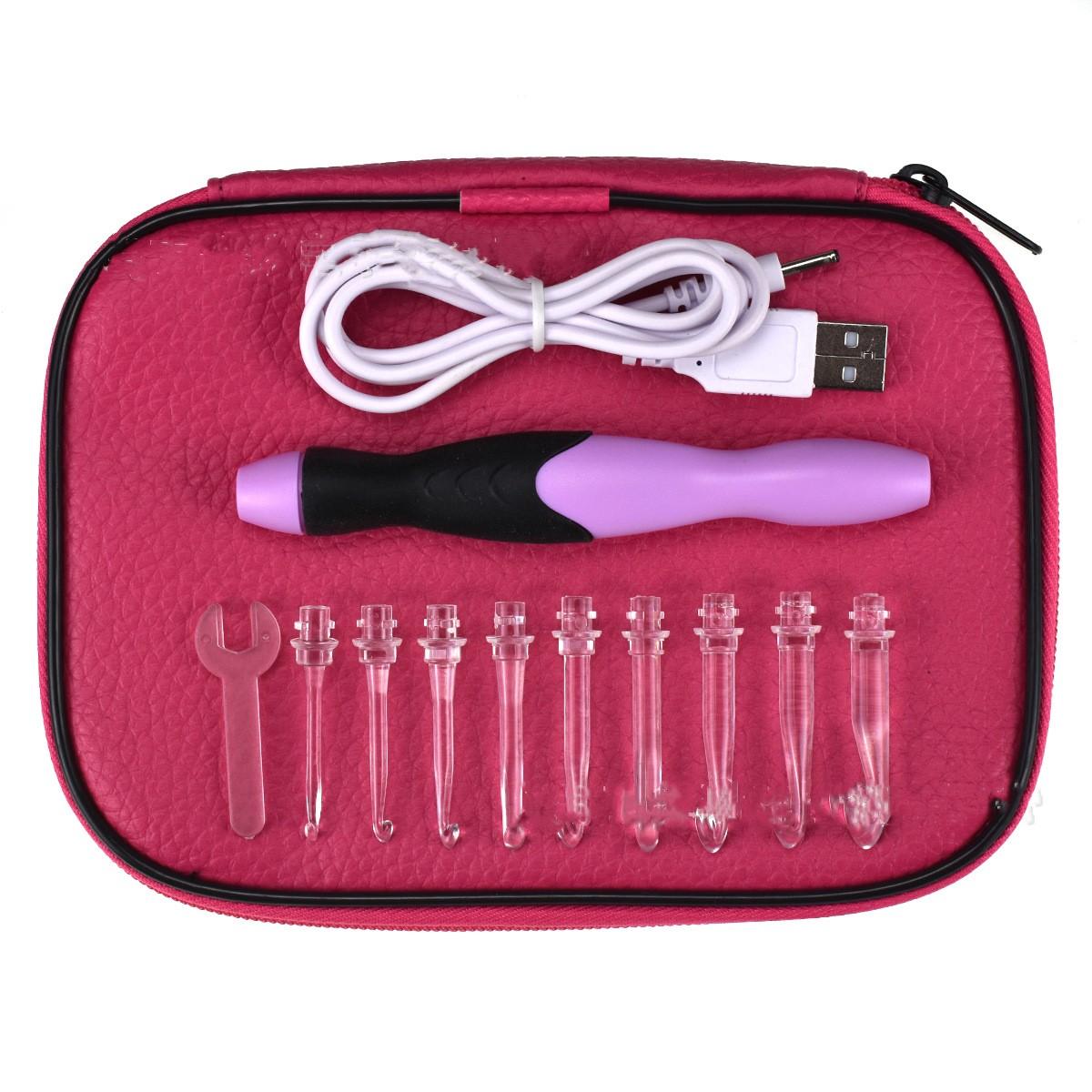 

Набор для вязания крючком Пластиковый светодиодный светильник крючком, 9 наборов, включая аксессуары. красный