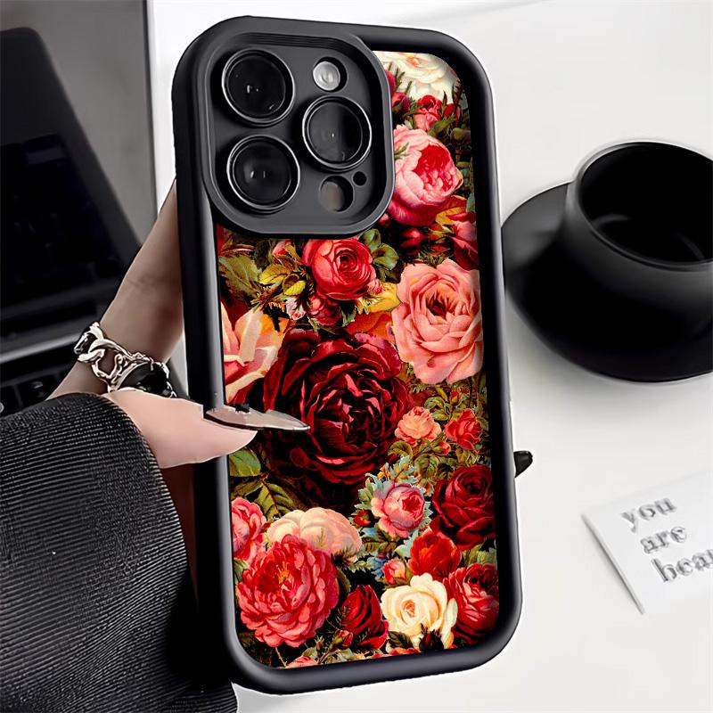 Flower Phone Case For iPhone 11 15 16 Pro Max 13 14 12 XS X XR 7 8 Plus SE 16promax Liquid Silicone Shockproof Soft Funda Cover