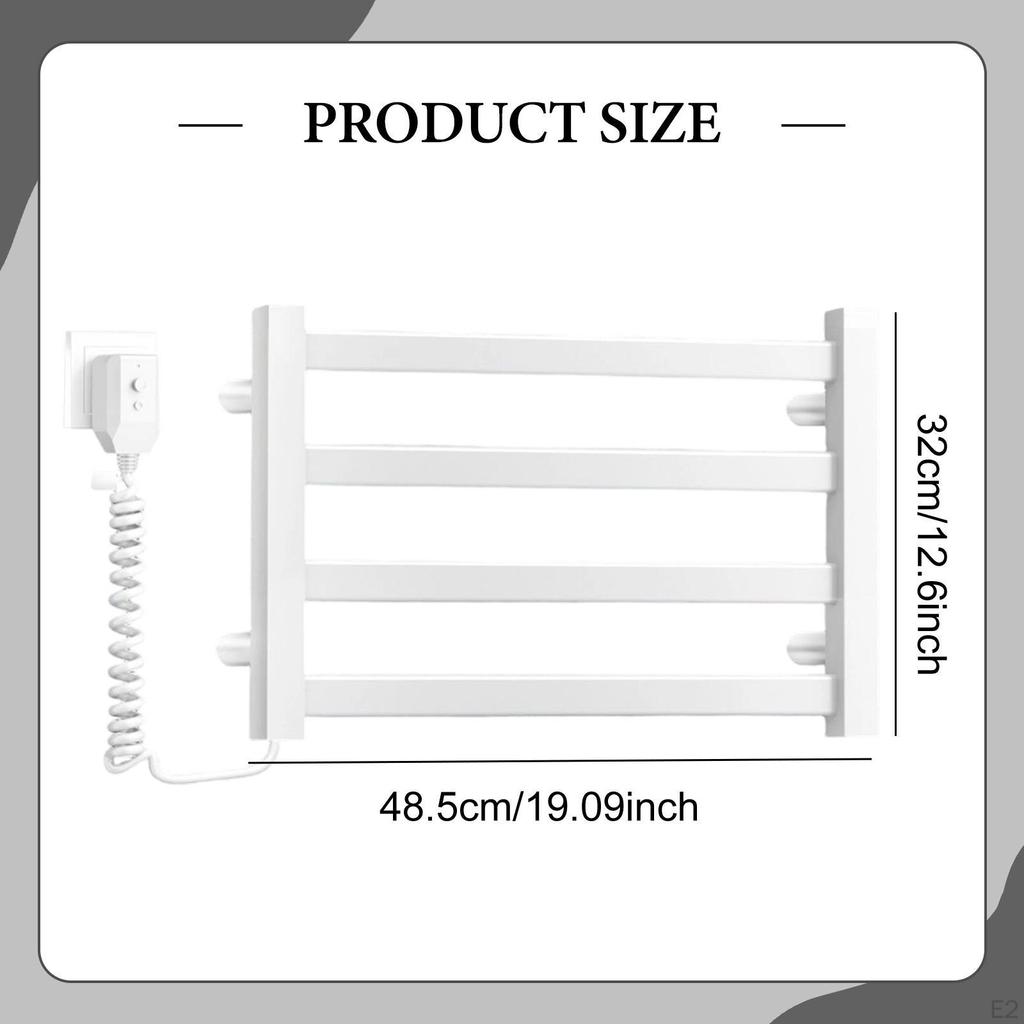 Smart Heated Towel Rack Heater Warming for Bathroom Shower Tub S white
