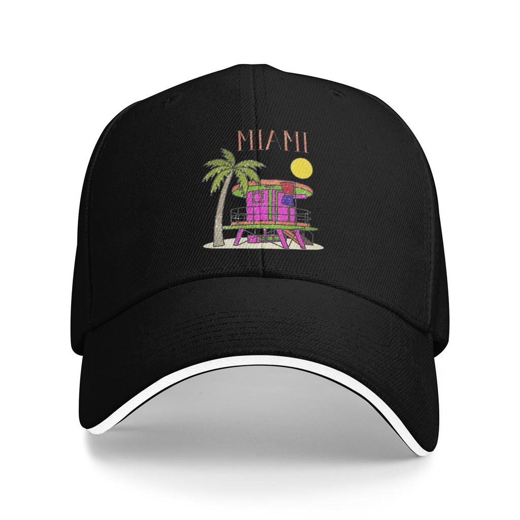 Miami Vacation Sandwich Cap Adult SportBaseball Caps Hats Breathable Polyester Racing Cap Winter Cap