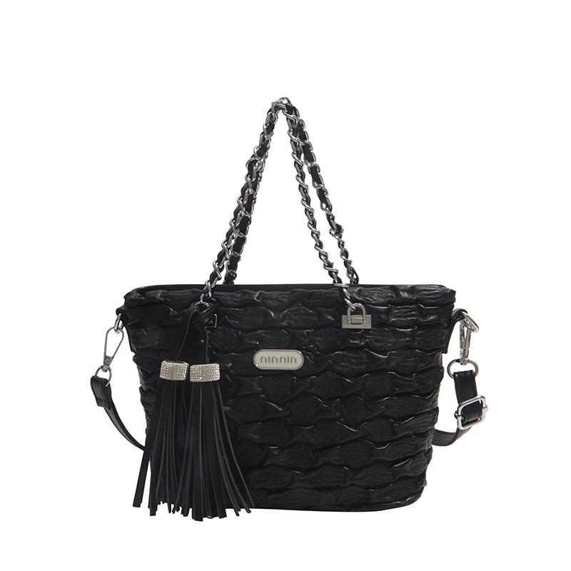 

Pu Water Bucket Bag With Zipper Pocket For Daily Casual Women чёрный