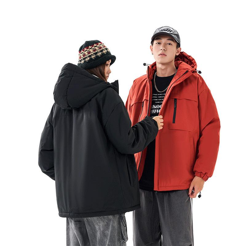 Factory Direct Supply of Winter Tide Brand Color Matching Cotton-padded Clothes, Popular Outdoor Sports Hooded Cotton-padded Clothes for Men and Women