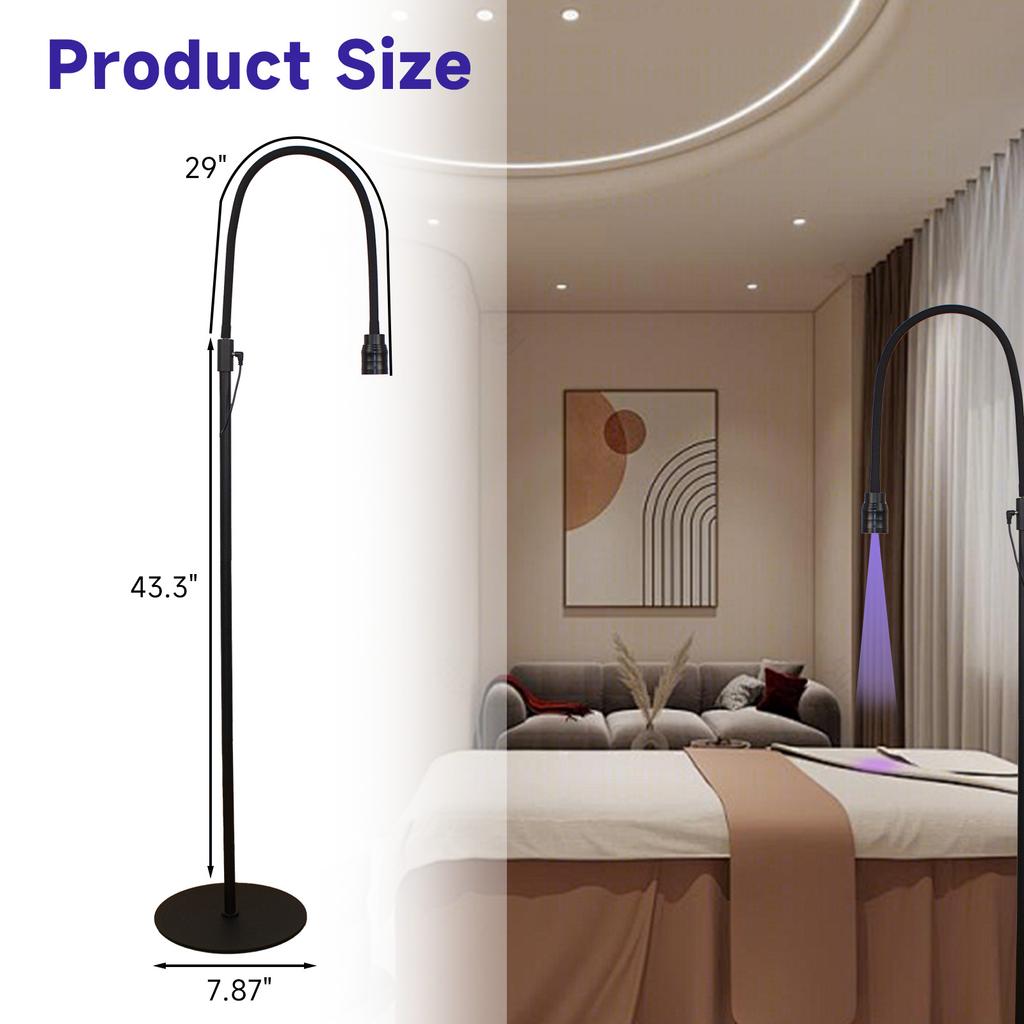 LED 5W Lash Light Floor Standing with Pedal Switch, for Eye Lash Extension Nail Glue Curing, Adjustable Light Focusing