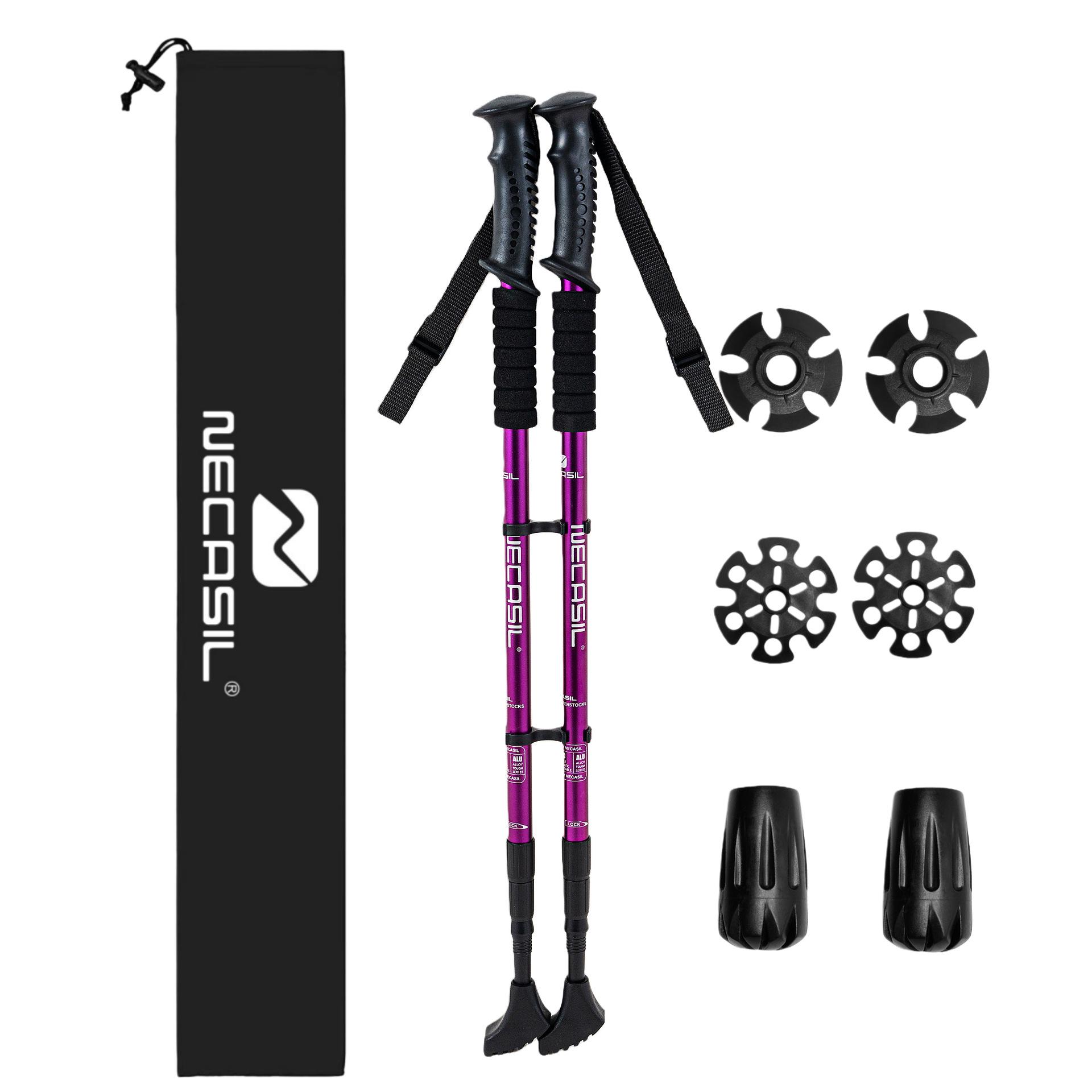 Aluminum Alloy Trekking Poles Set: Telescopic, Straight Handle, 3-Section, Cross-Border Mountaineering and Hiking Poles. 65-135 cm