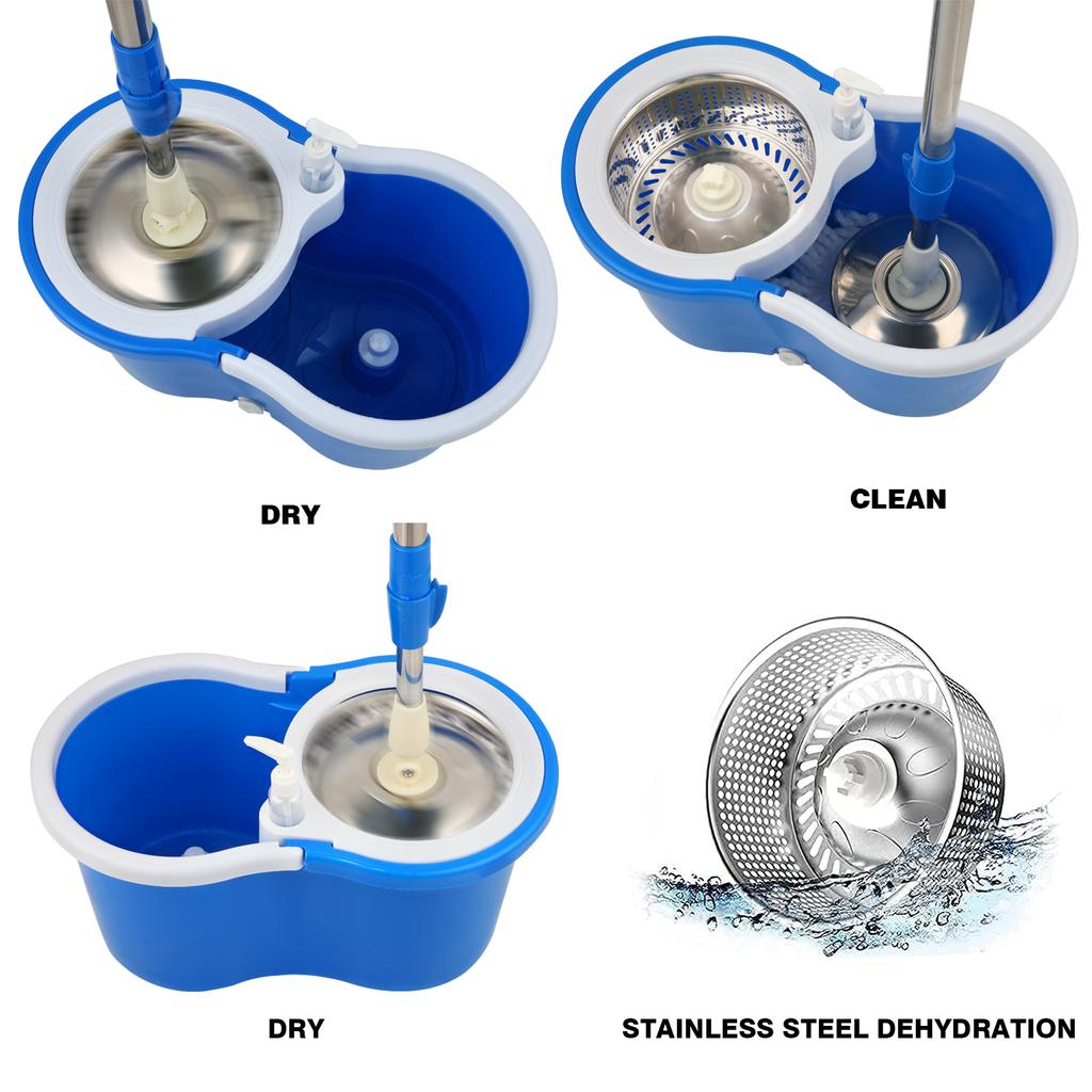 Spin Mop Bucket System with Wringer Set Magic Round Mops Household Floor Cleaning Tools, 360° Rotating Extantable Handle Mops