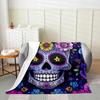 Erosebridal Sugar Skull Throw Blanket Romantic Rose Floral Fleece Blanket Queen Mysterious Starry Sky Blanket Exotic Skeleton